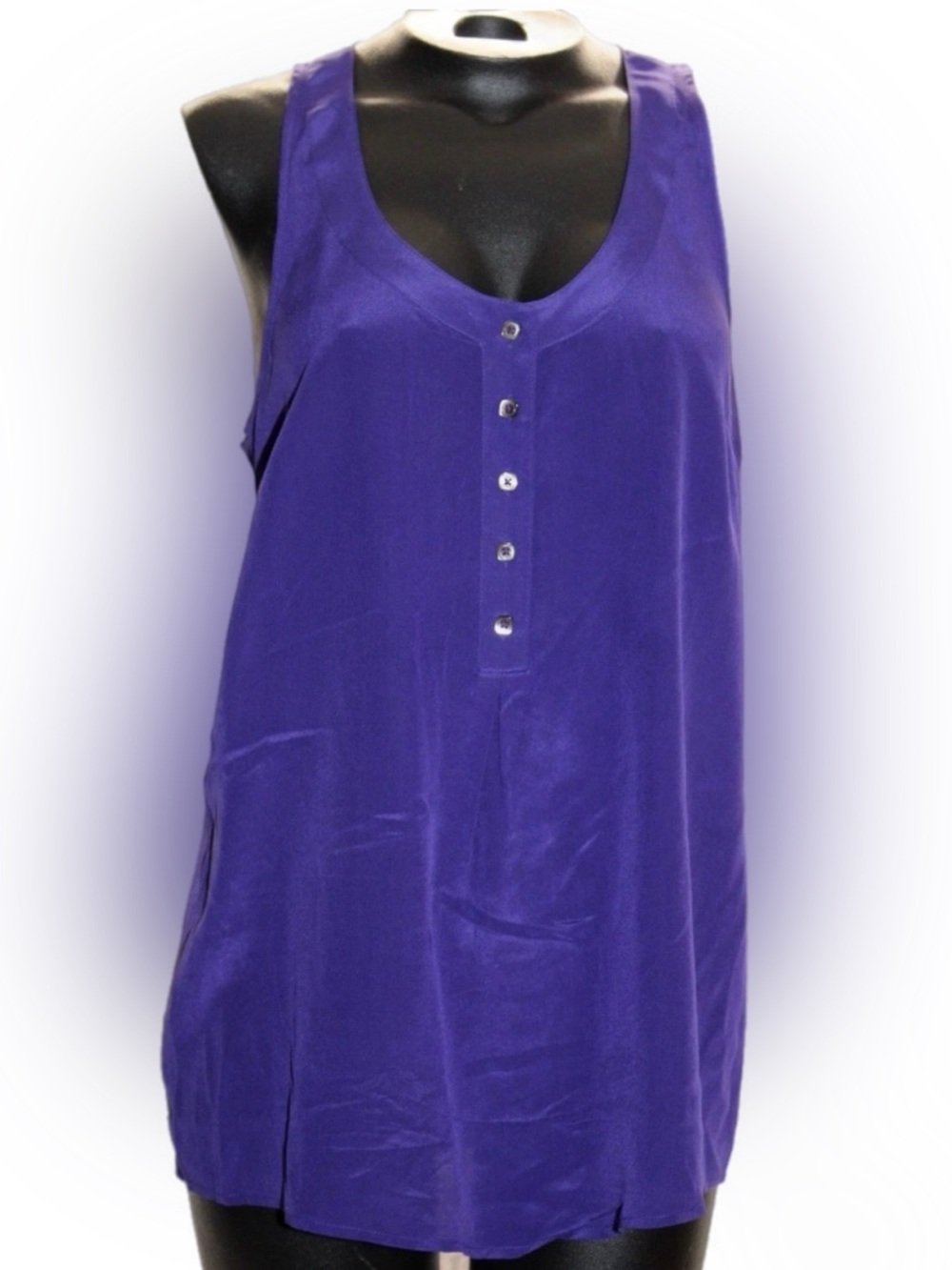 Anthropologie Odille Vibrant Purple Tank Top Cami 100% Silk Lightweight Size 8 M